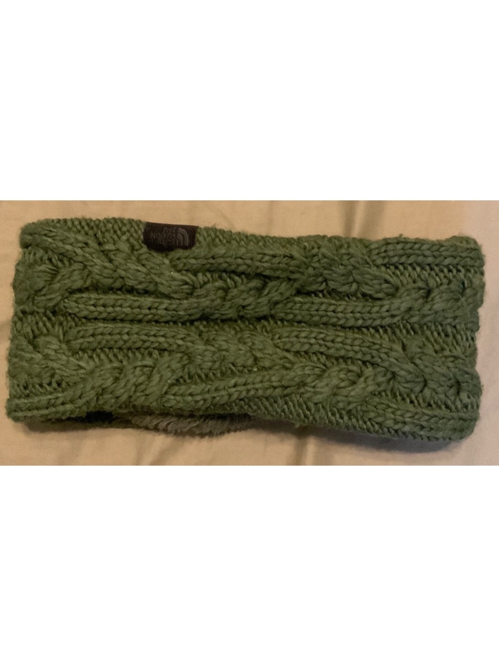 The North Face cable knit ear warmer headband green OS